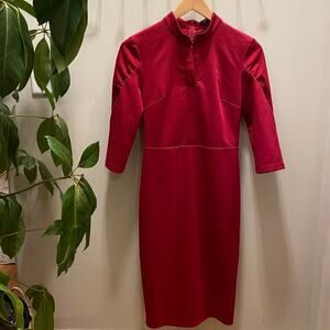 NWOT Vfshow Vfemage Red Mandarin Collar Midi Dress Small – Valentine’s Day